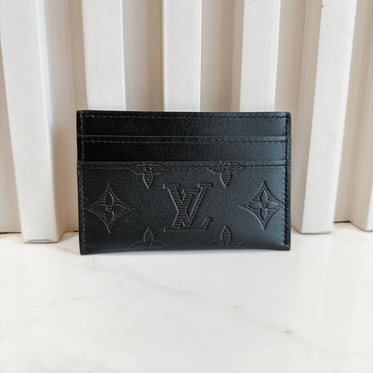 LV Double Card Holder in Black Shadow Monogram