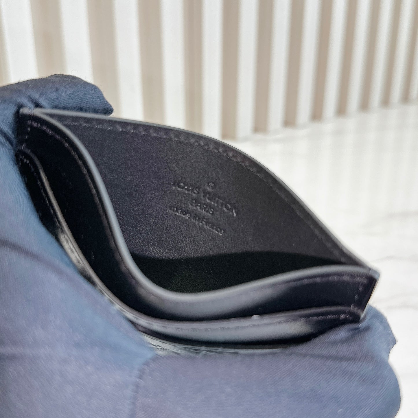 LV Double Card Holder in Black Shadow Monogram