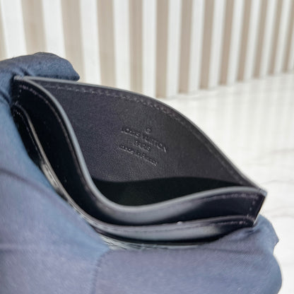 LV Double Card Holder in Black Shadow Monogram
