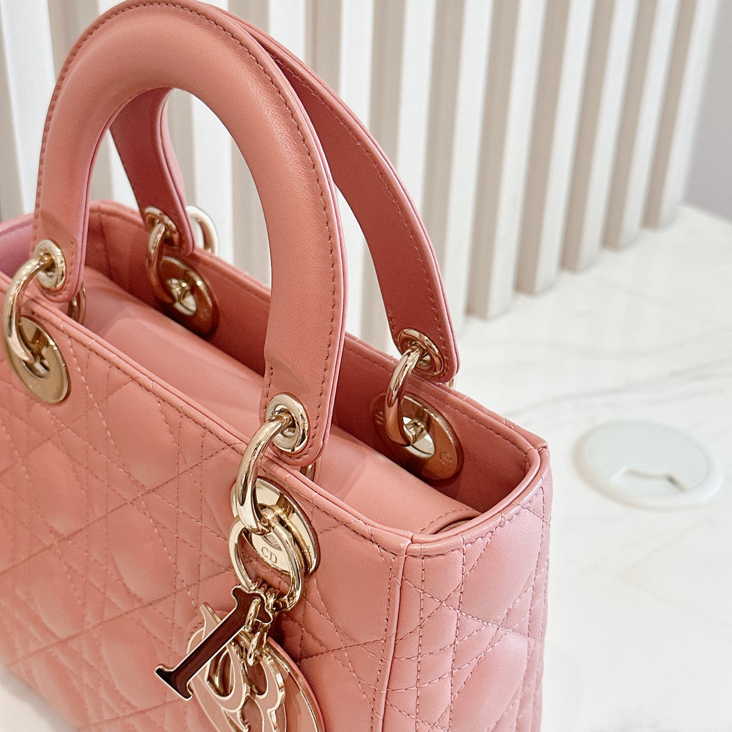 Lady Dior Small in Powder Pink Enamel Charms