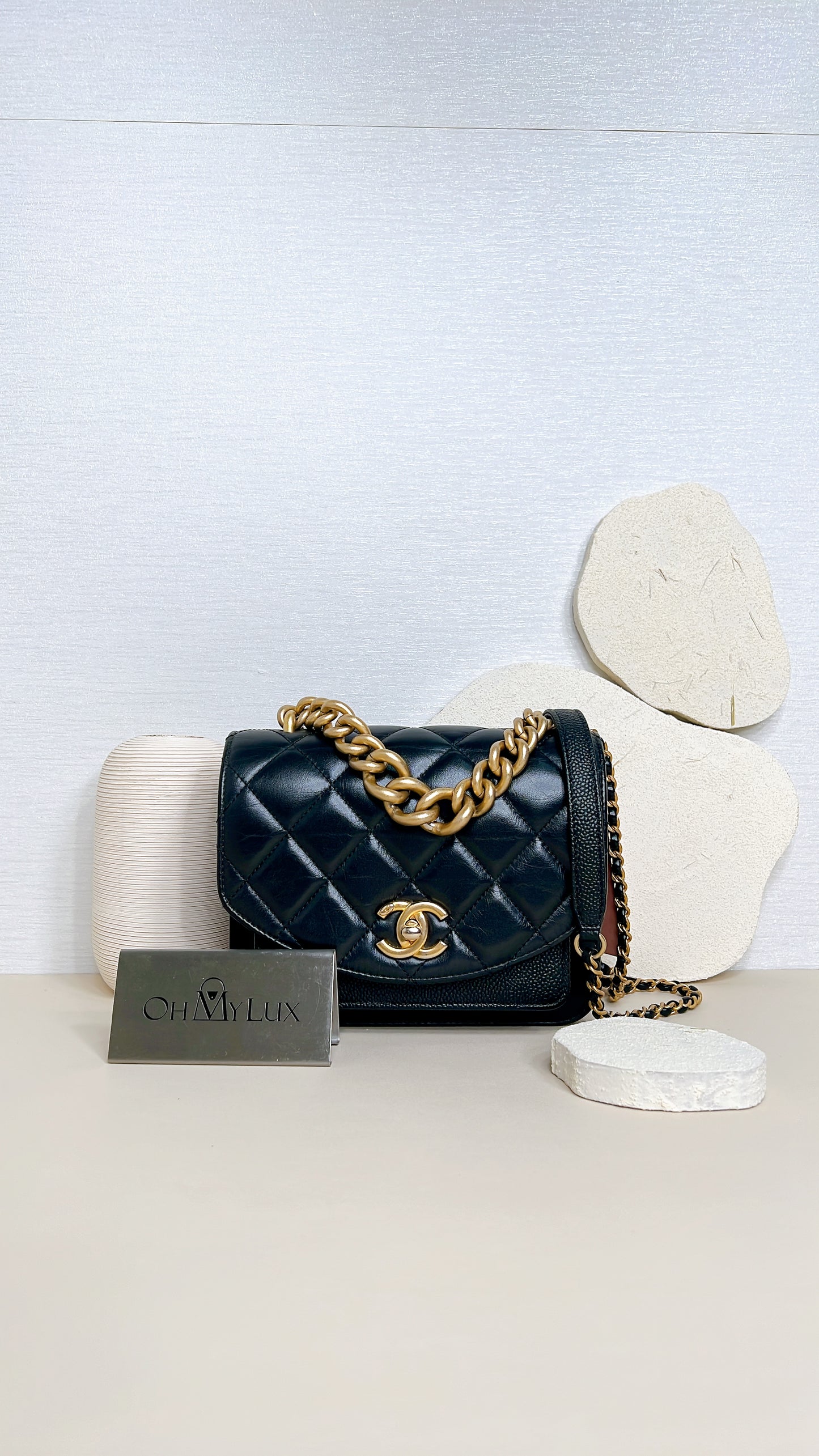Chanel Black Caviar Calfskin Handle Flap Bag GHW