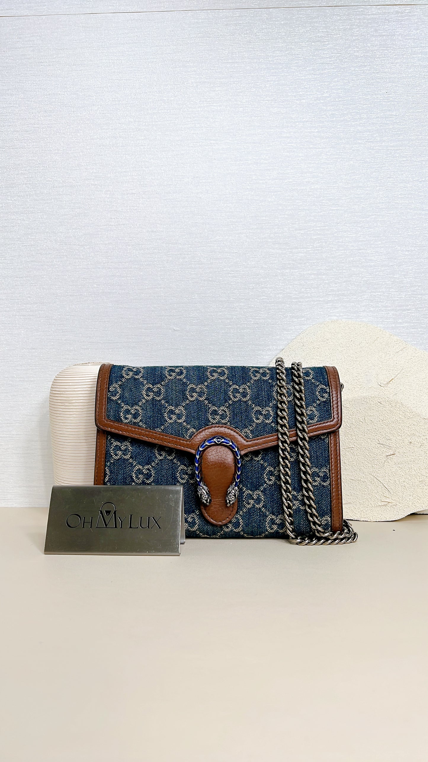 Gucci Dionysus Wallet On Chain in Denim