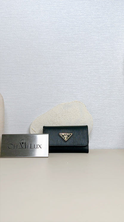 Prada Leather Key Case In Black