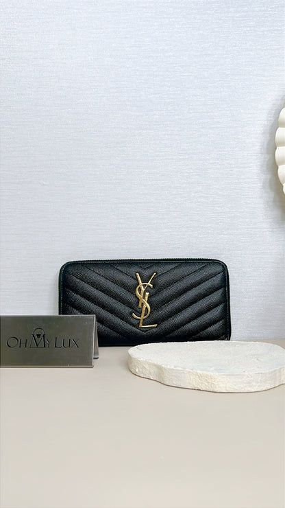 YSL Cassandre Matelasse Zip Around Wallet