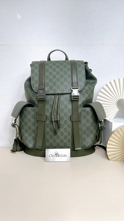 Gucci GG Monogram Large Backpack in Forest Green