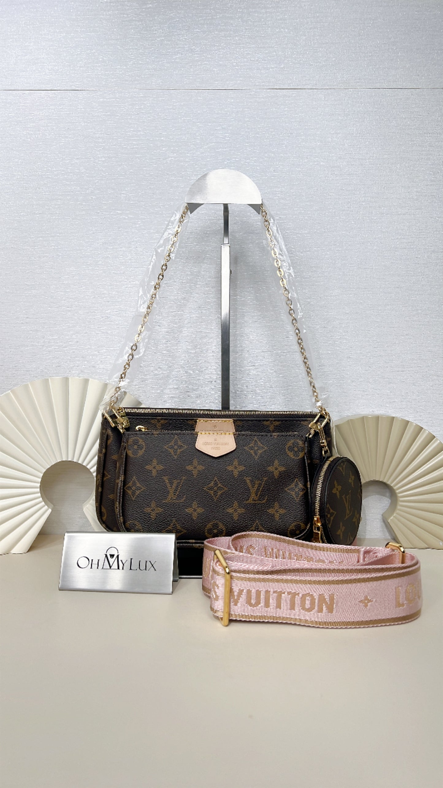 LV Monogram Multi Pochette in Pink Strap