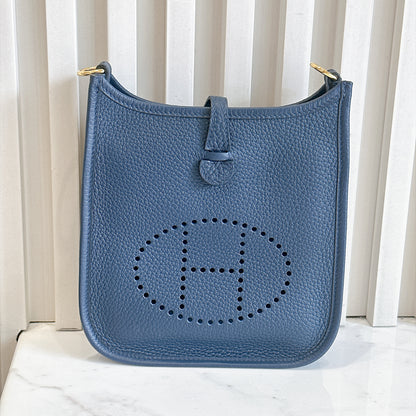 Hermes Evelyne Mini in Blue De Prusse
