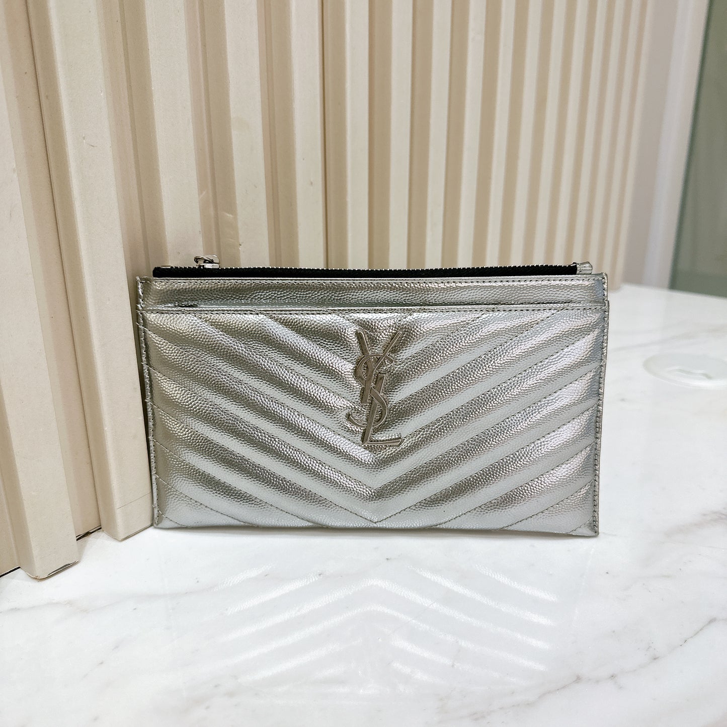 YSL Bill Pouch in Silver