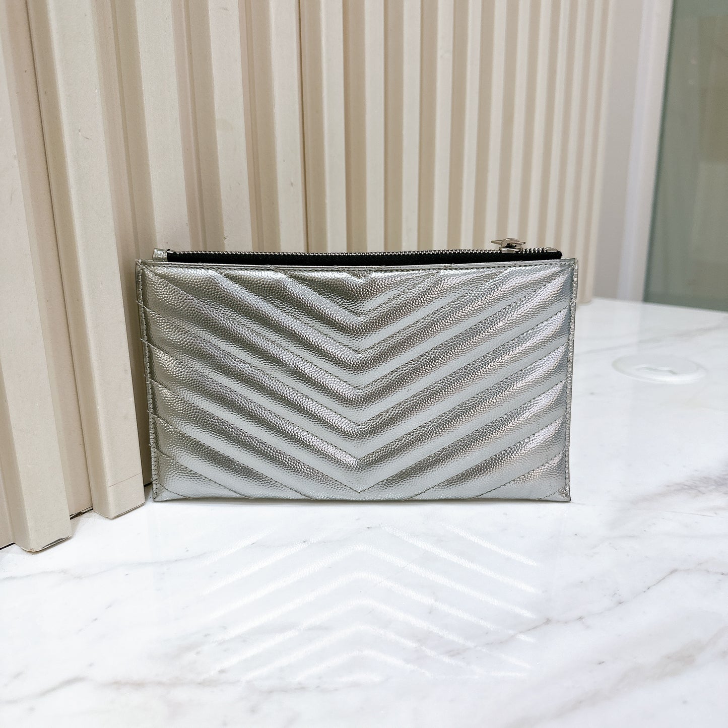 YSL Bill Pouch in Silver