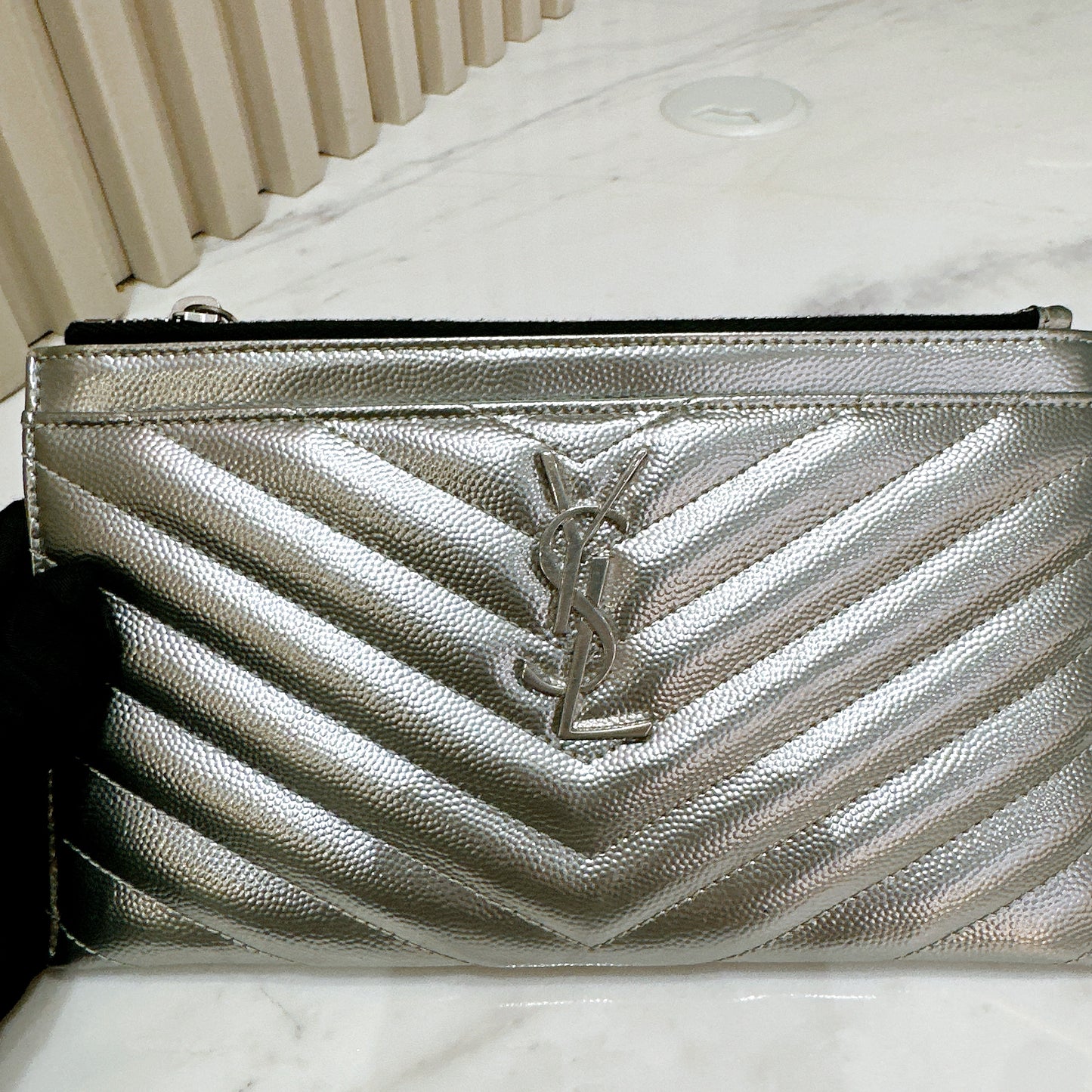 YSL Bill Pouch in Silver