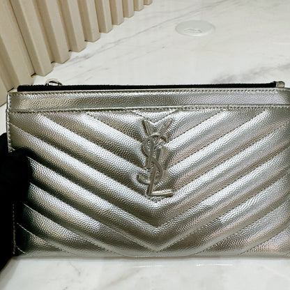 YSL Bill Pouch in Silver
