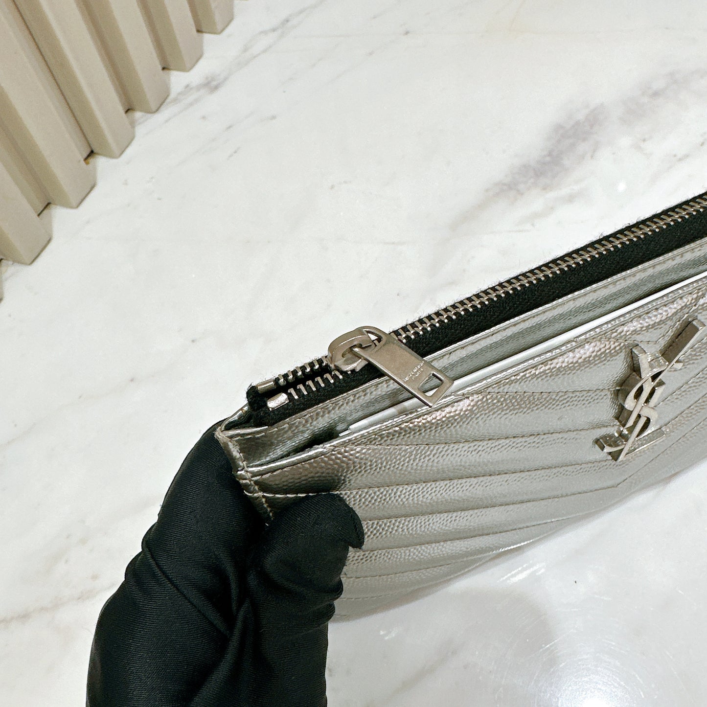 YSL Bill Pouch in Silver