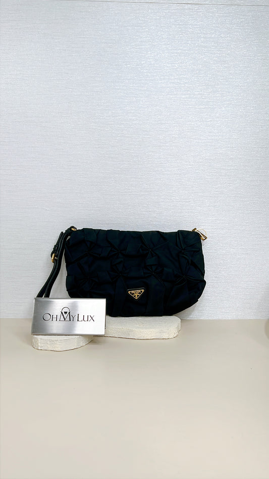Prada Origami Nylon Clutch in Black