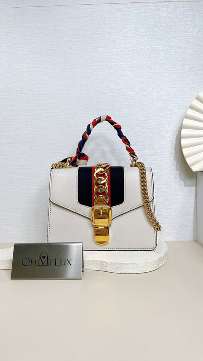 Gucci Sylvie White Mini Chain Bag