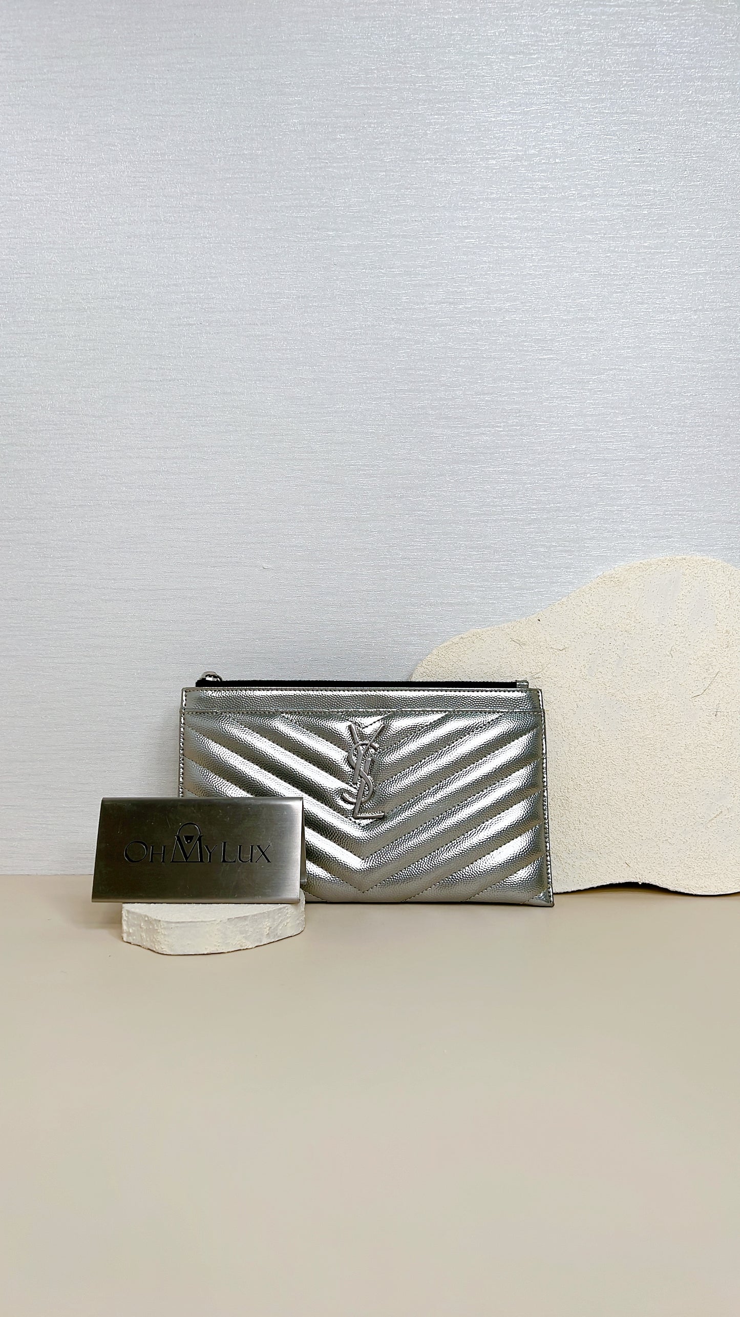 YSL Bill Pouch in Silver