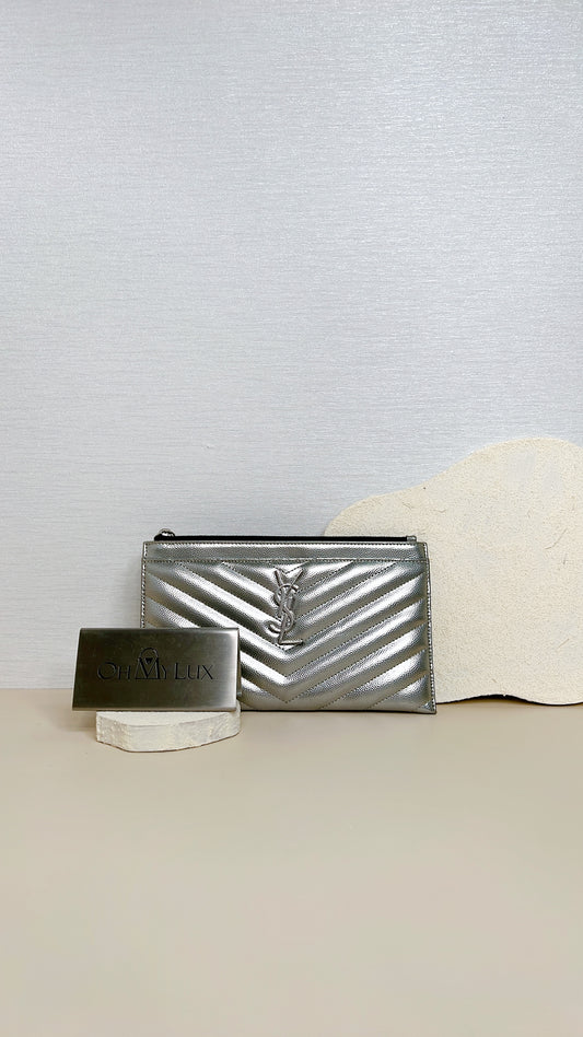 YSL Bill Pouch in Silver