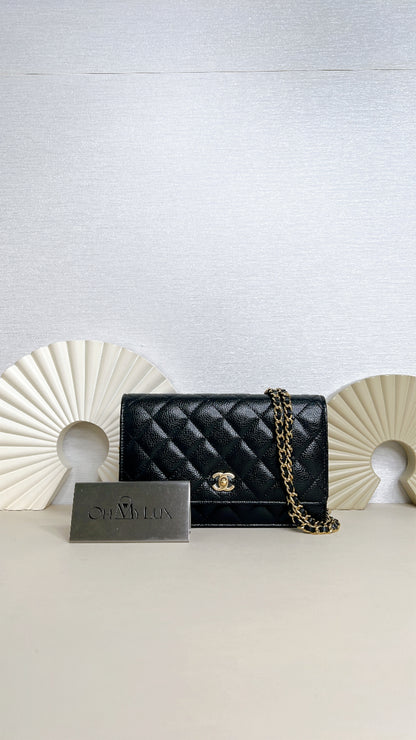 Chanel Turn Lock CC WOC in Black GHW