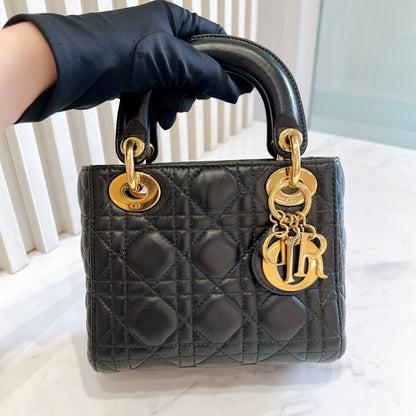 Lady Dior Mini in Black GHW