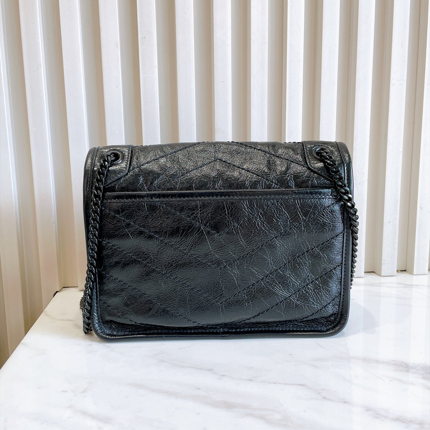 YSL Niki Baby in Vintage Leather Black