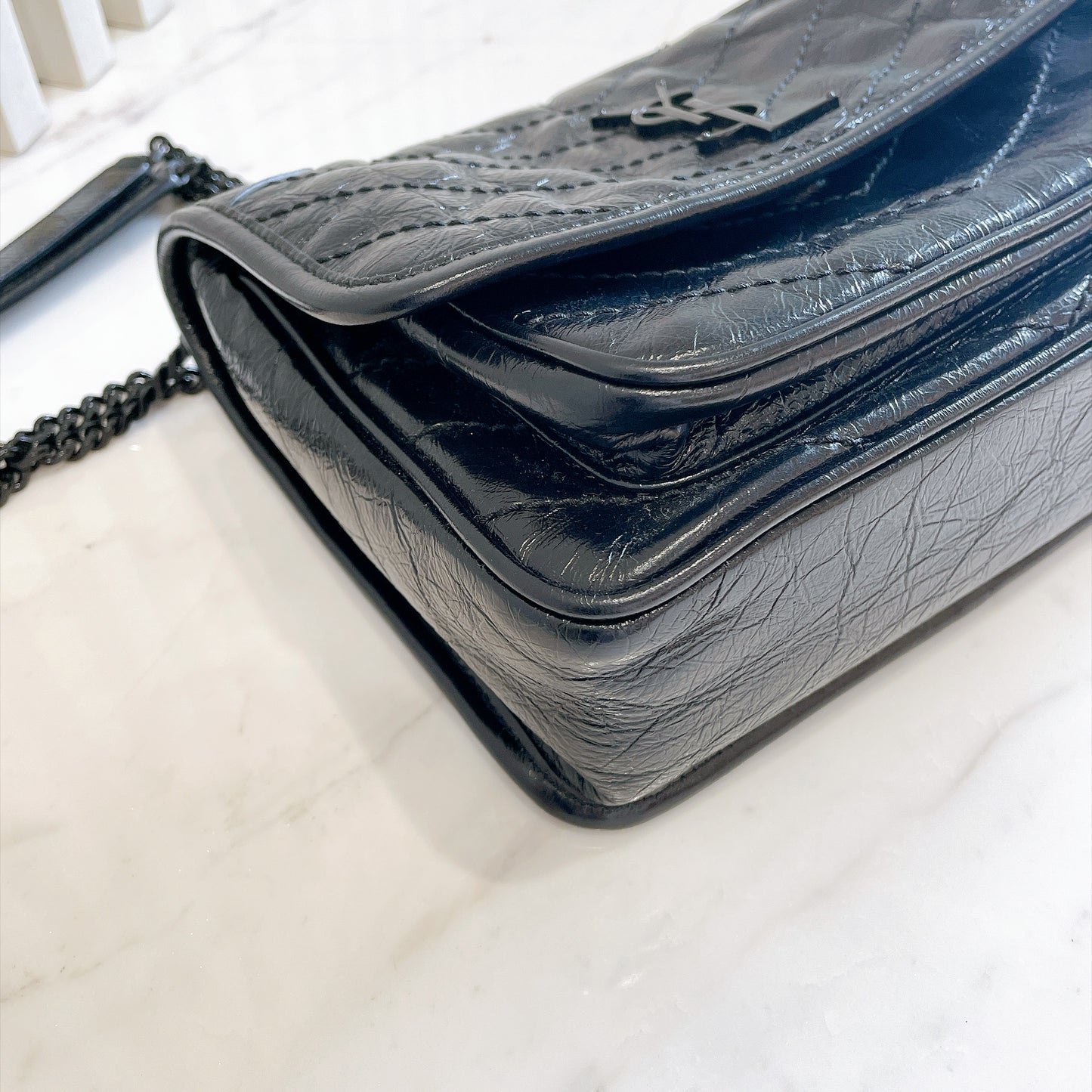 YSL Niki Baby in Vintage Leather Black