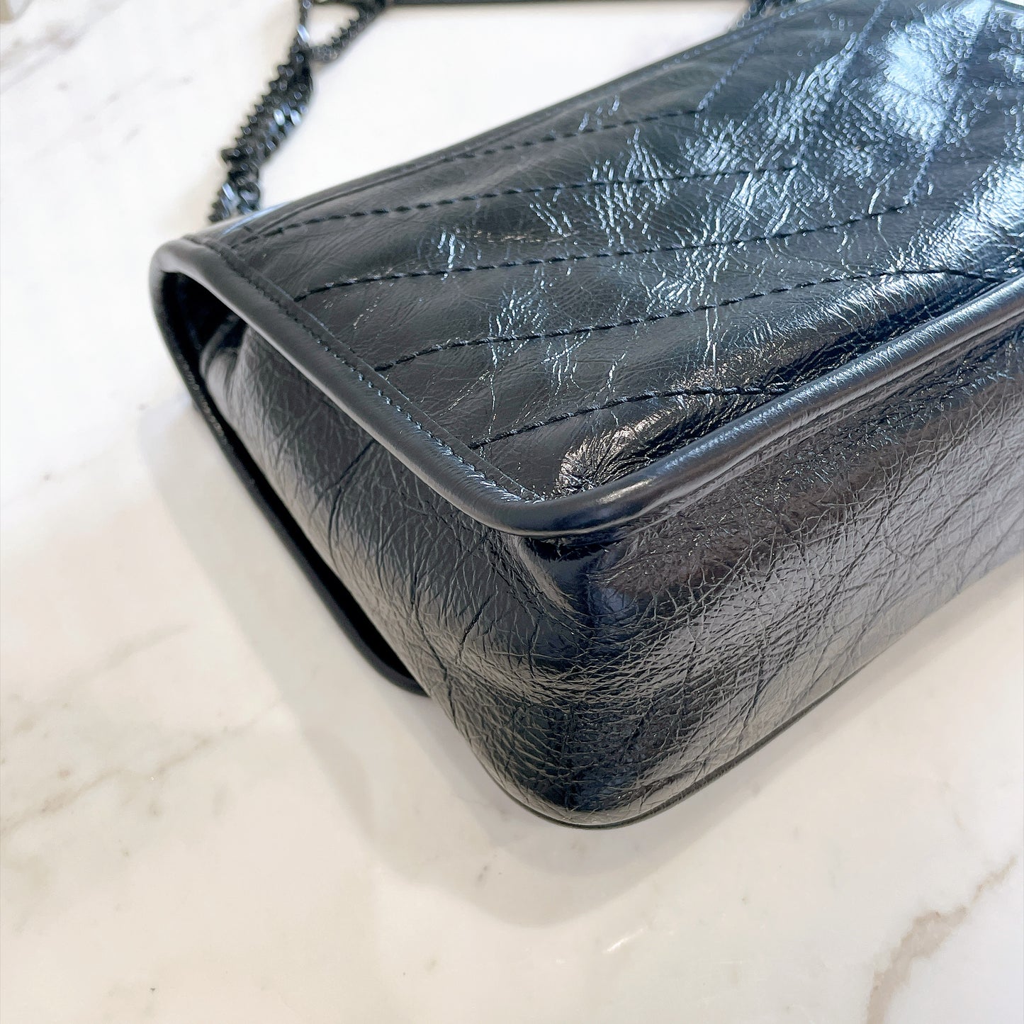 YSL Niki Baby in Vintage Leather Black