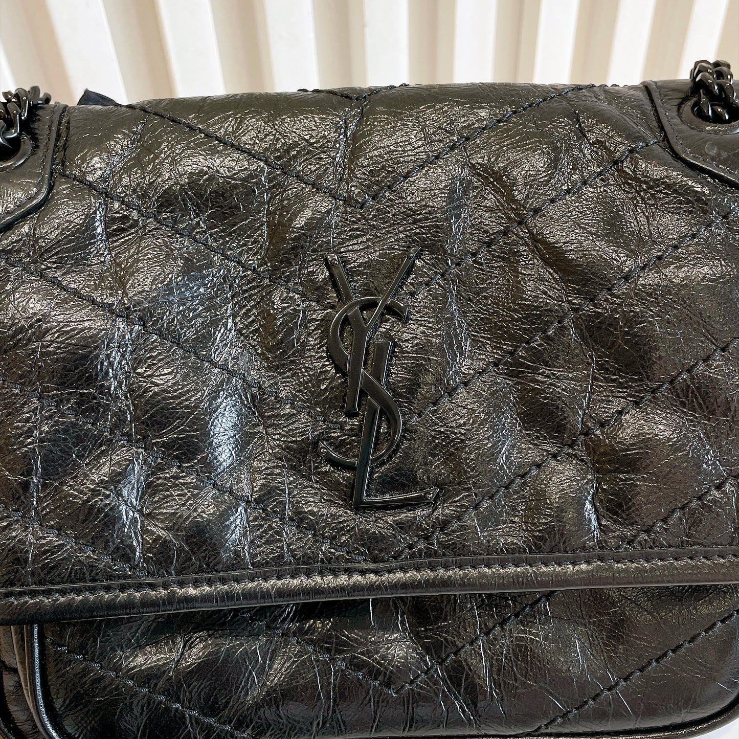 YSL Niki Baby in Vintage Leather Black