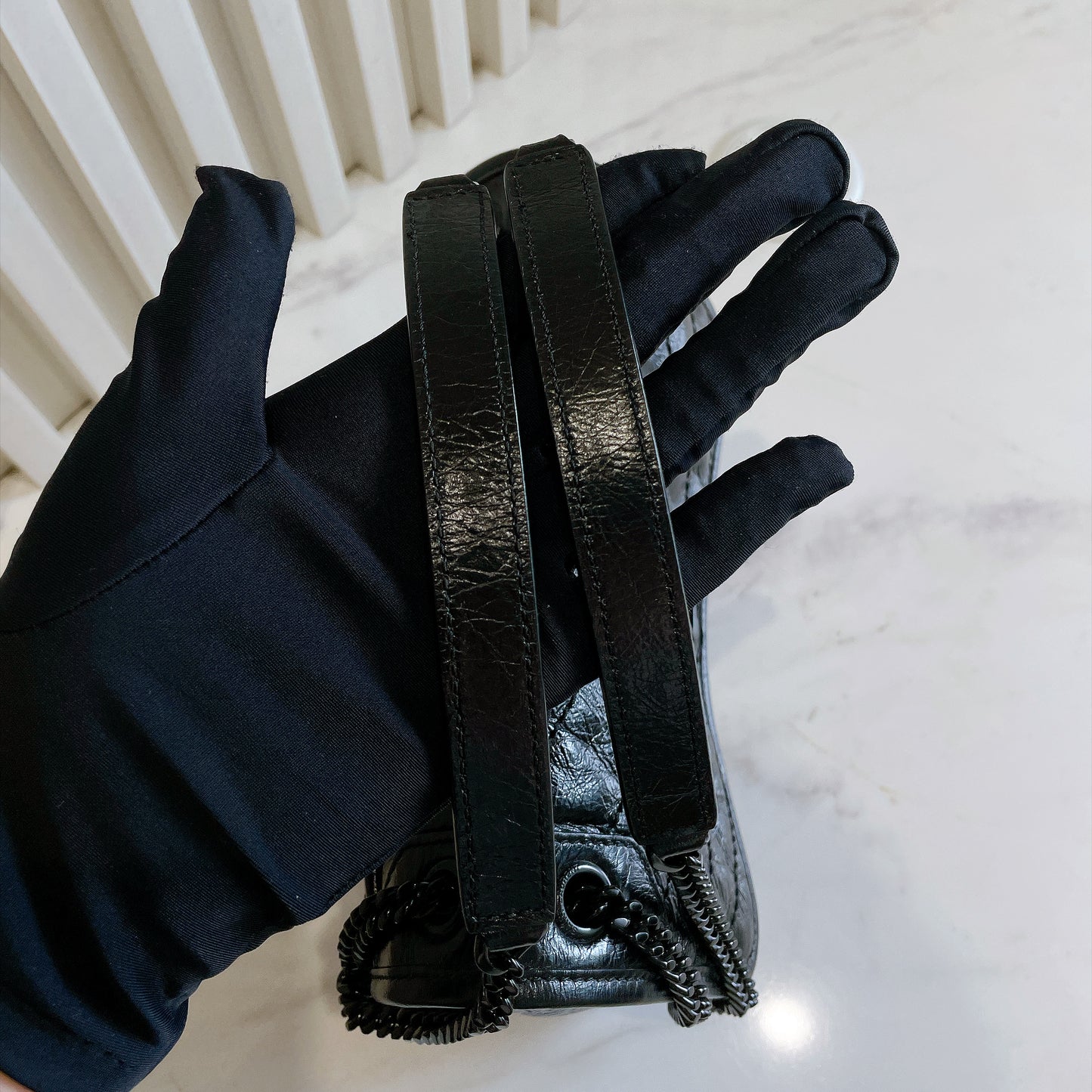 YSL Niki Baby in Vintage Leather Black