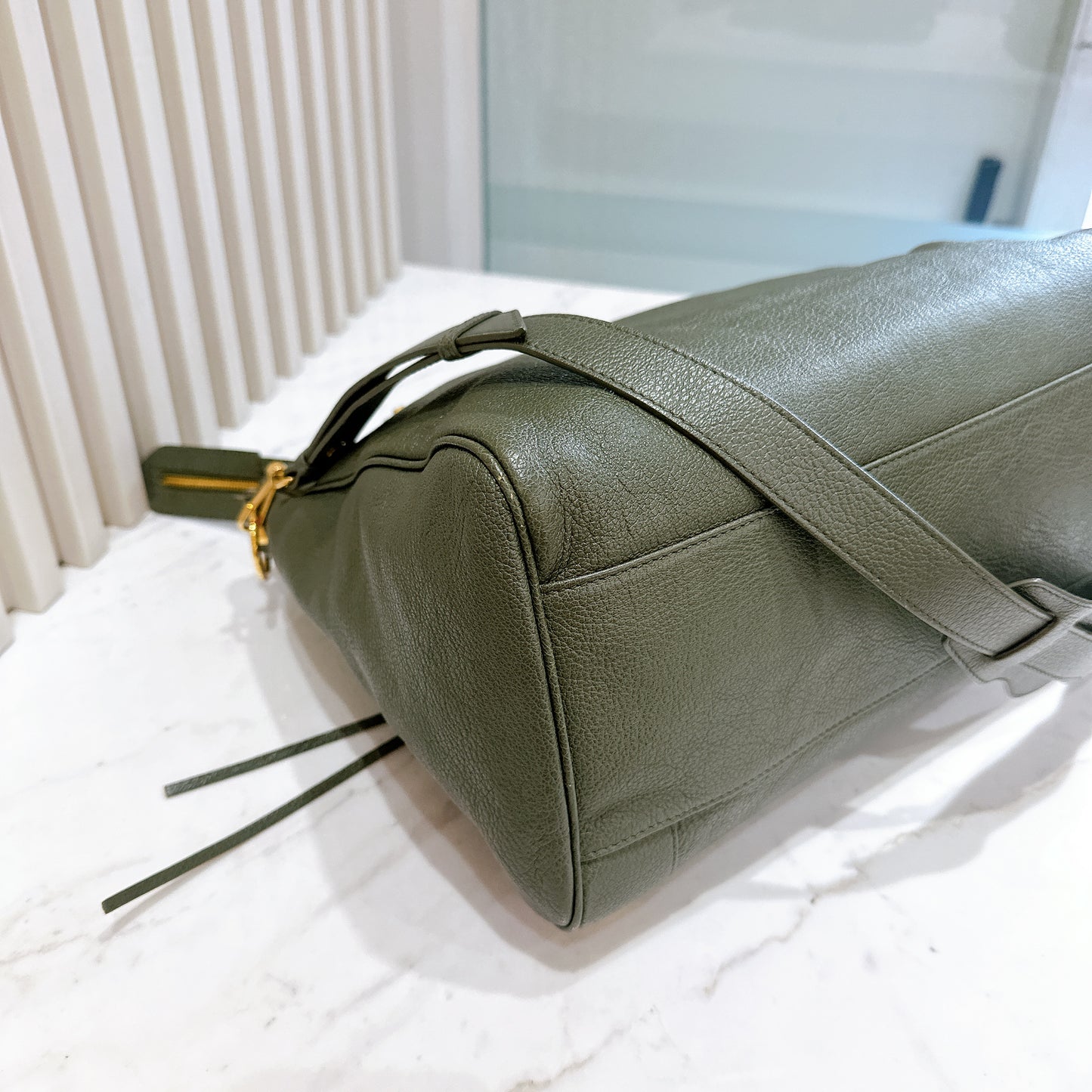 Balenciaga Metallic Edges Velo in Vert Lichen Green Chevre Goatskin