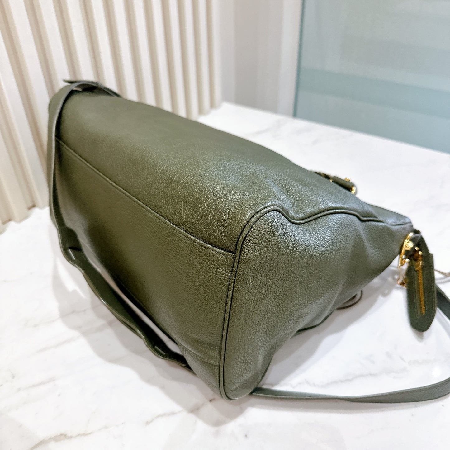 Balenciaga Metallic Edges Velo in Vert Lichen Green Chevre Goatskin