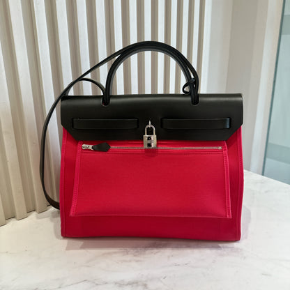 Hermes Toile Vache Hunter Herbag Zip 31 Rose Extreme Kaki