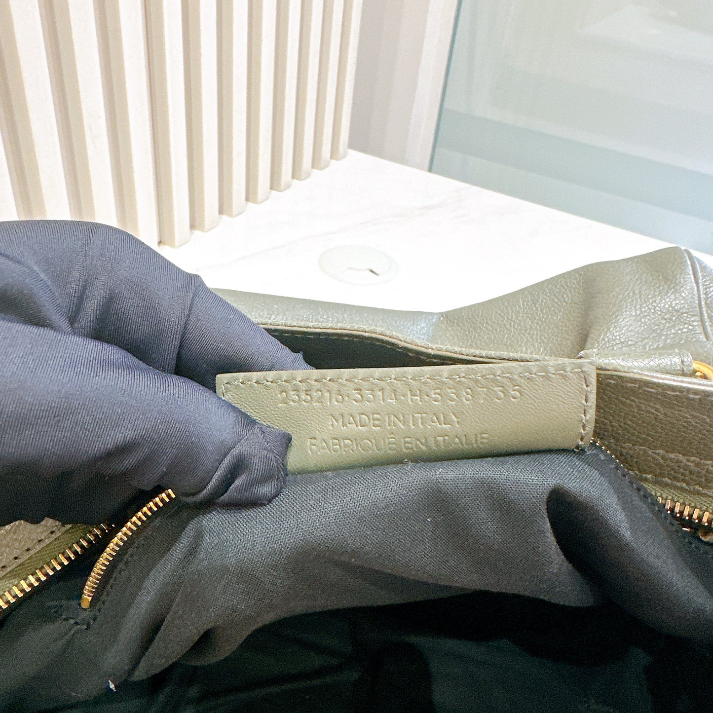 Balenciaga Metallic Edges Velo in Vert Lichen Green Chevre Goatskin