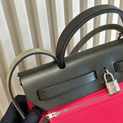 Hermes Toile Vache Hunter Herbag Zip 31 Rose Extreme Kaki