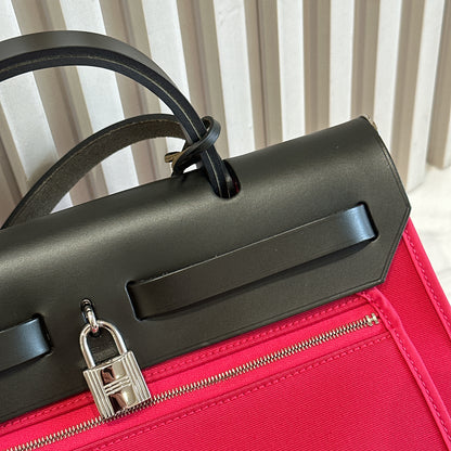 Hermes Toile Vache Hunter Herbag Zip 31 Rose Extreme Kaki