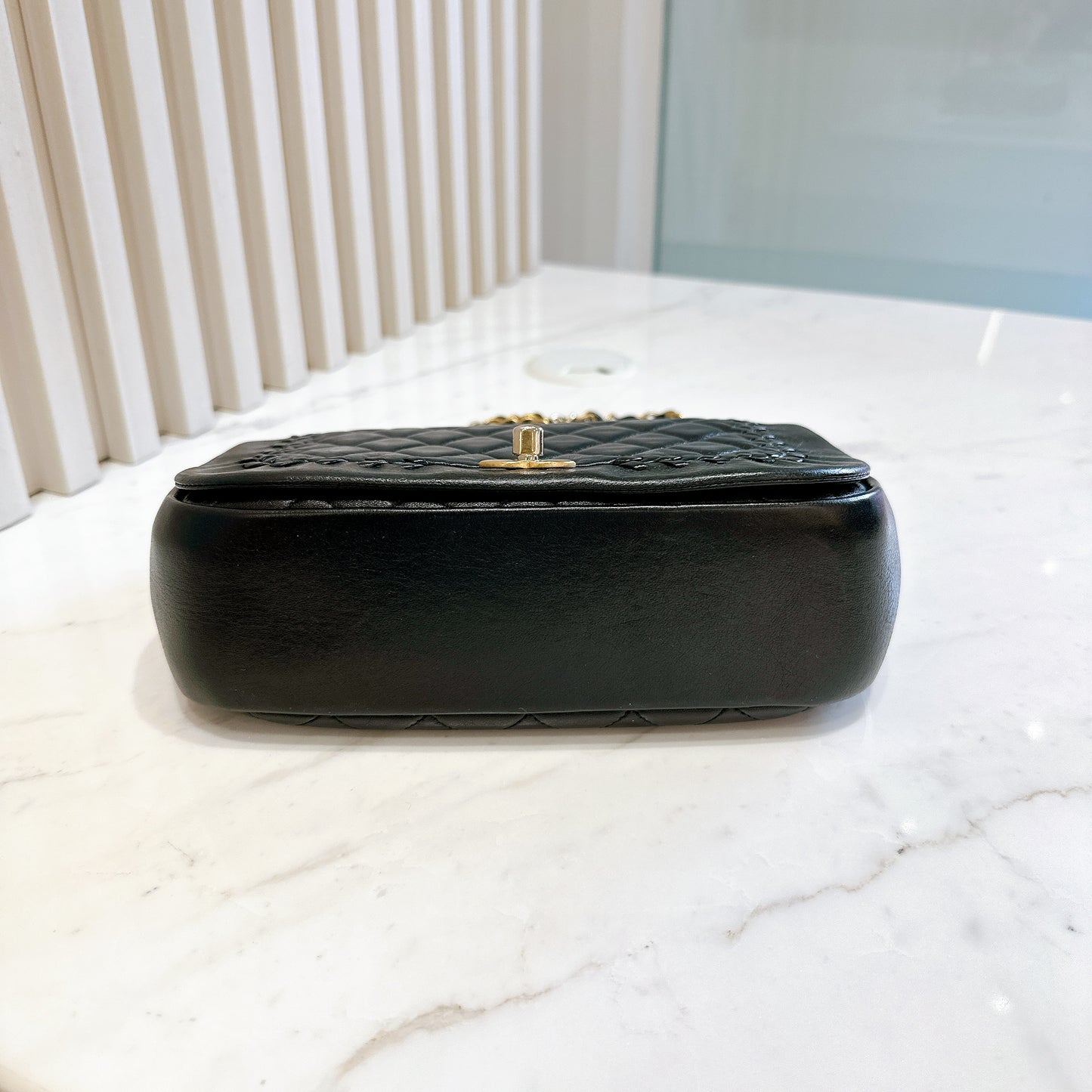 Chanel CC Braided Saddle Flap in Quilted Lambskin