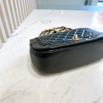Chanel CC Braided Saddle Flap in Quilted Lambskin