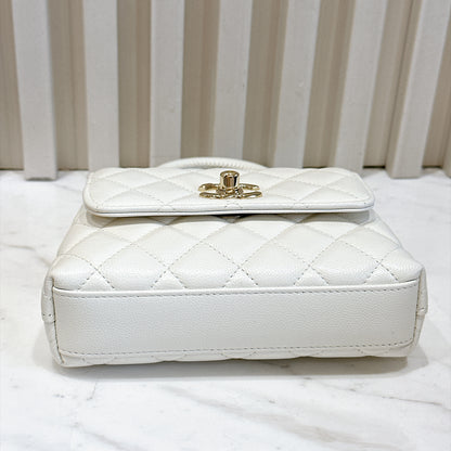 Chanel White Caviar Quilted Nano Coco Handle Bag