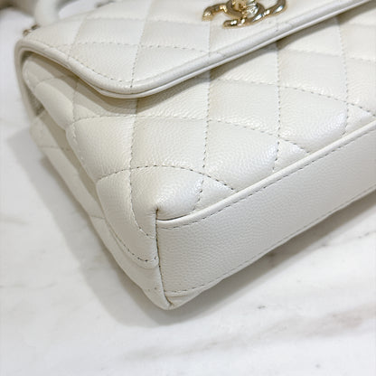 Chanel White Caviar Quilted Nano Coco Handle Bag
