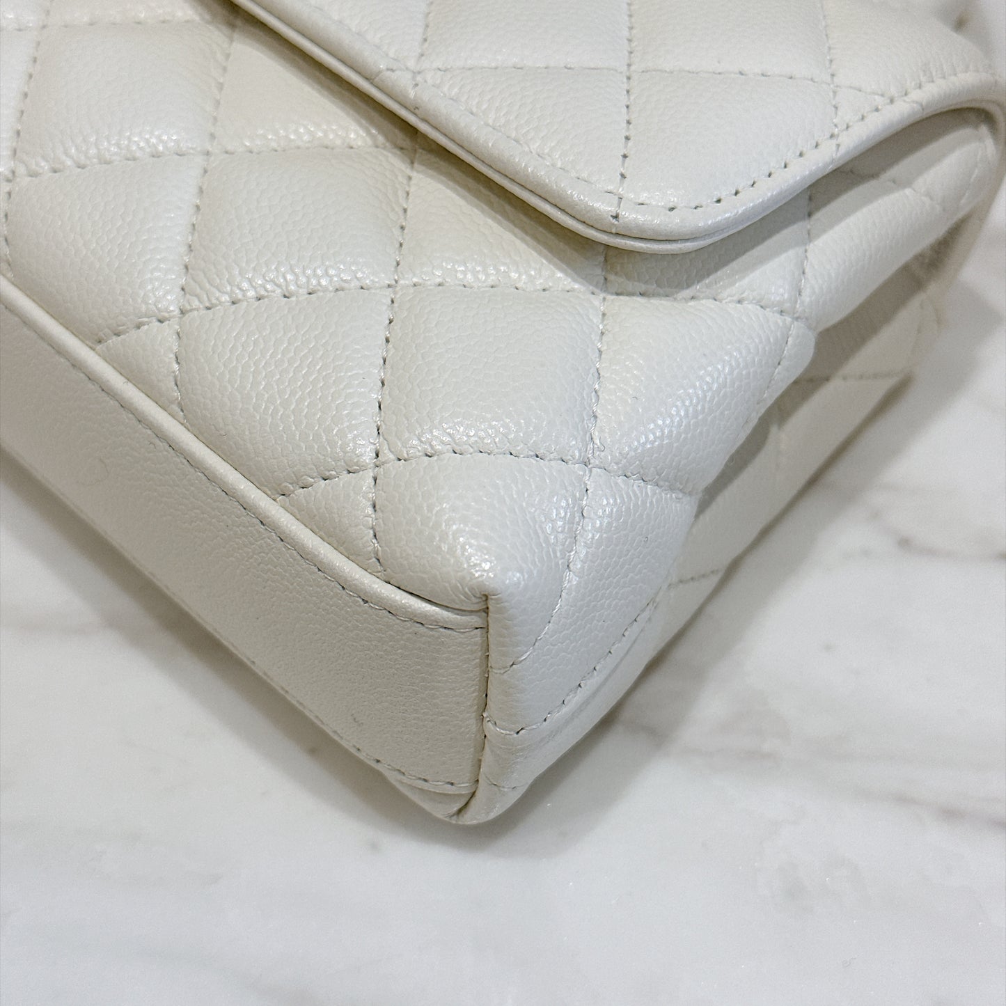 Chanel White Caviar Quilted Nano Coco Handle Bag