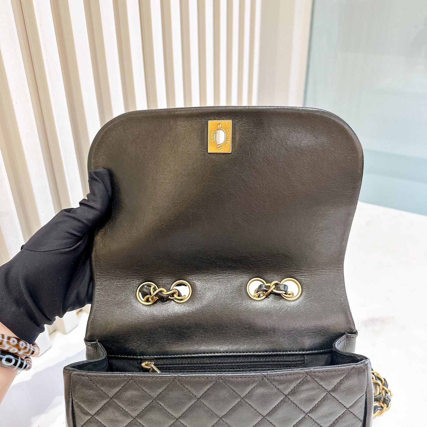 Chanel CC Braided Saddle Flap in Quilted Lambskin