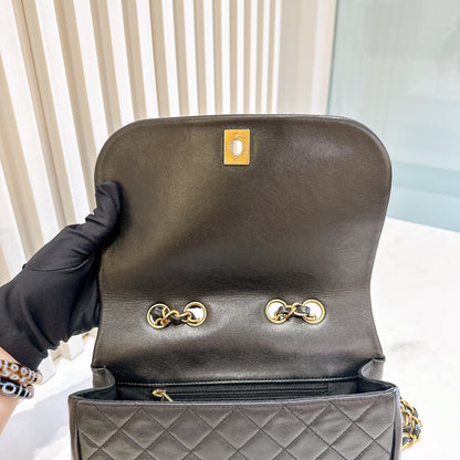 Chanel CC Braided Saddle Flap in Quilted Lambskin