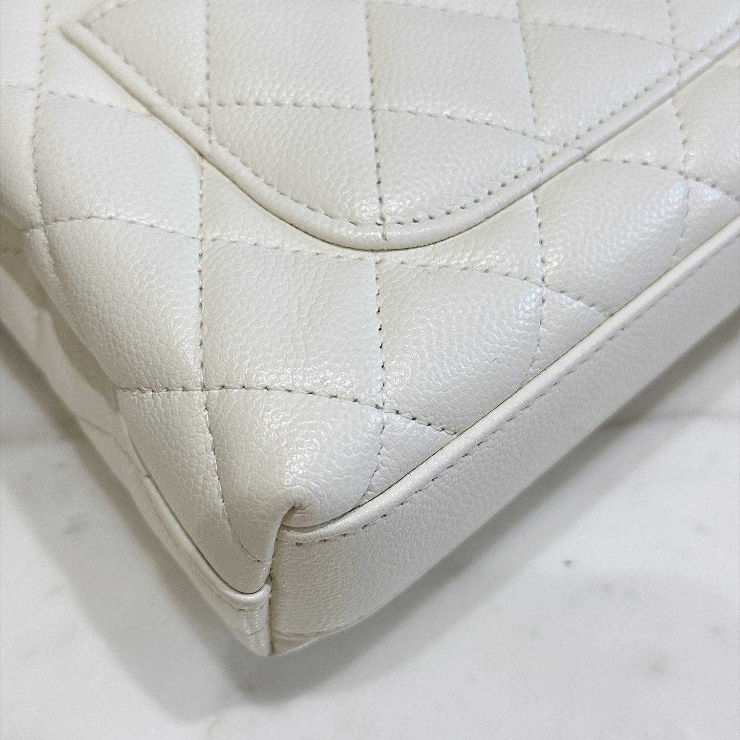 Chanel White Caviar Quilted Nano Coco Handle Bag