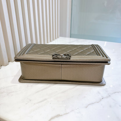 Chanel Boy New Medium Perforated Dark Silver