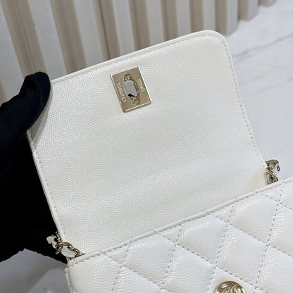 Chanel White Caviar Quilted Nano Coco Handle Bag