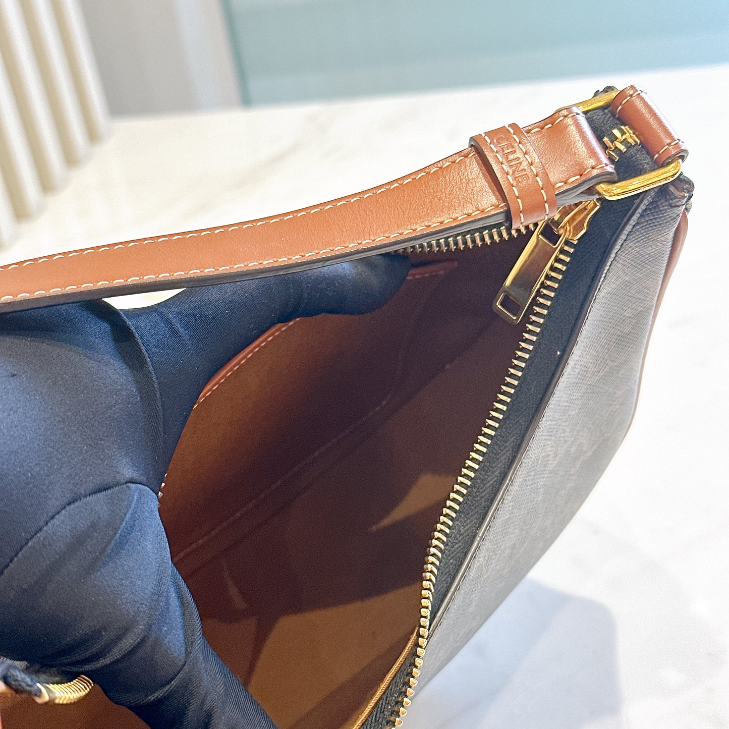 Celine Ava in Tan Triomphe Canvas