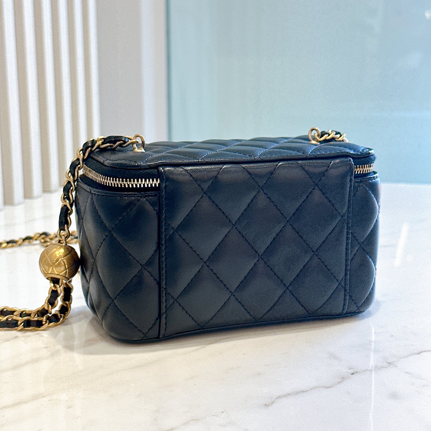 Chanel Vanity With Pearl Crush in Black Lambskin