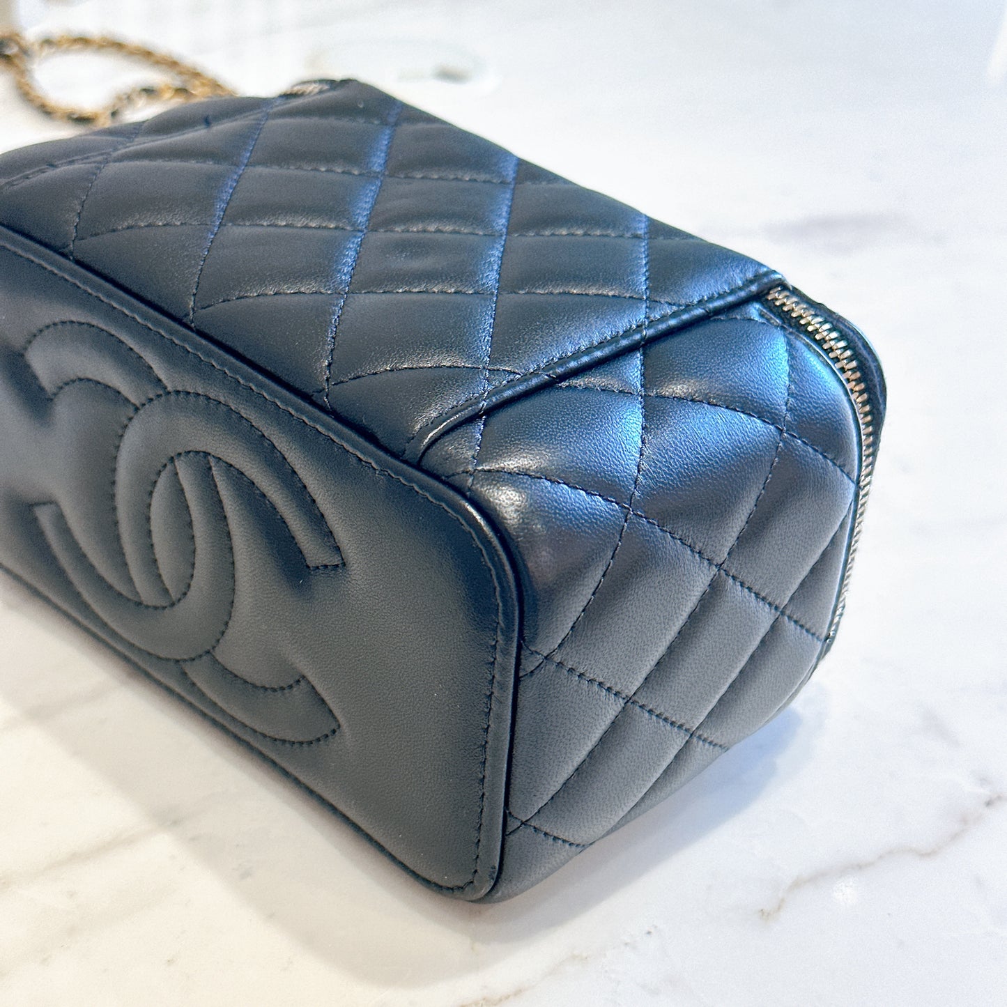 Chanel Vanity With Pearl Crush in Black Lambskin