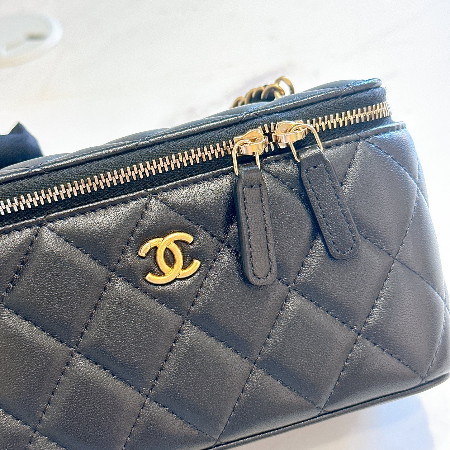 Chanel Vanity With Pearl Crush in Black Lambskin