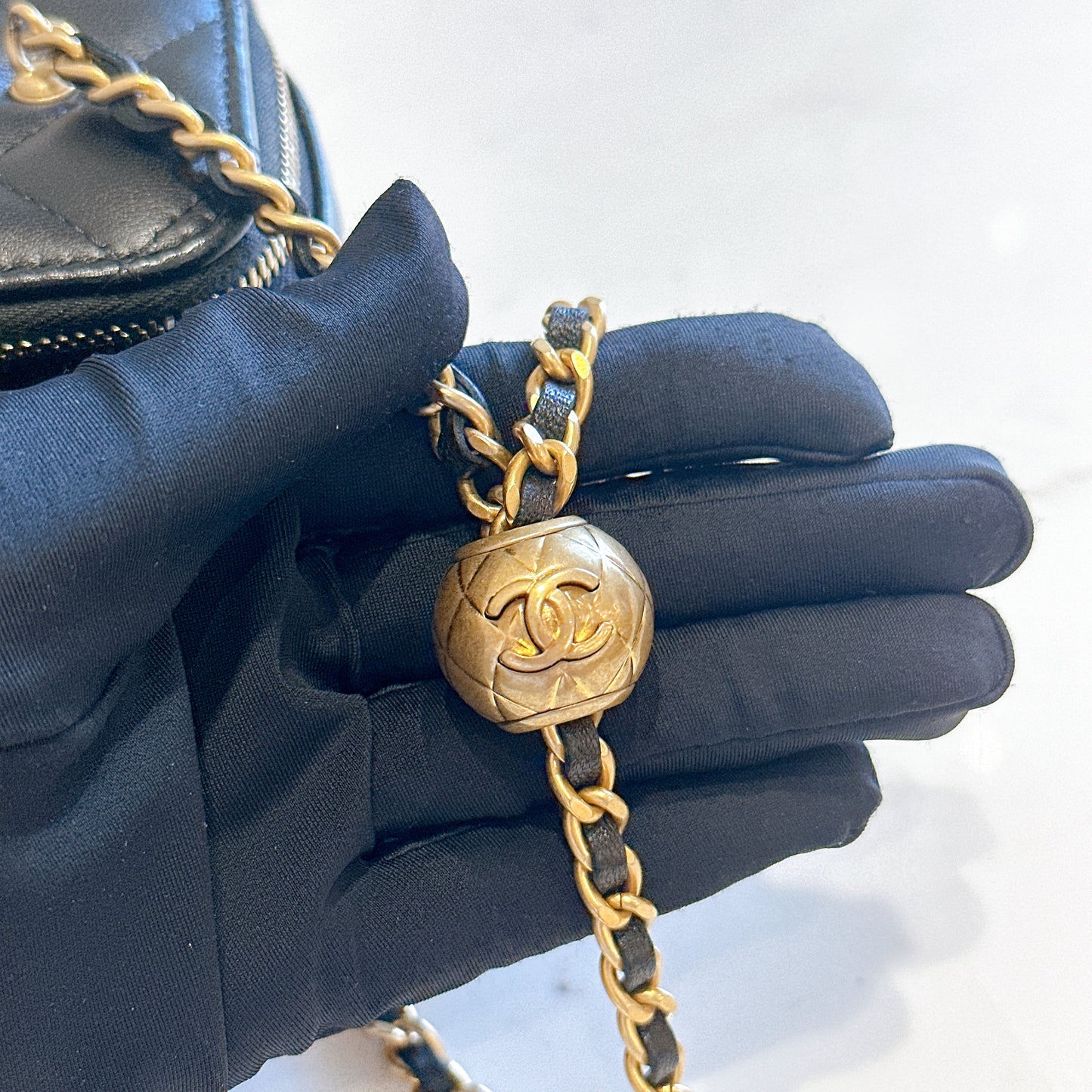 Chanel Vanity With Pearl Crush in Black Lambskin
