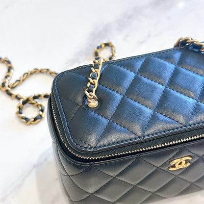 Chanel Vanity With Pearl Crush in Black Lambskin