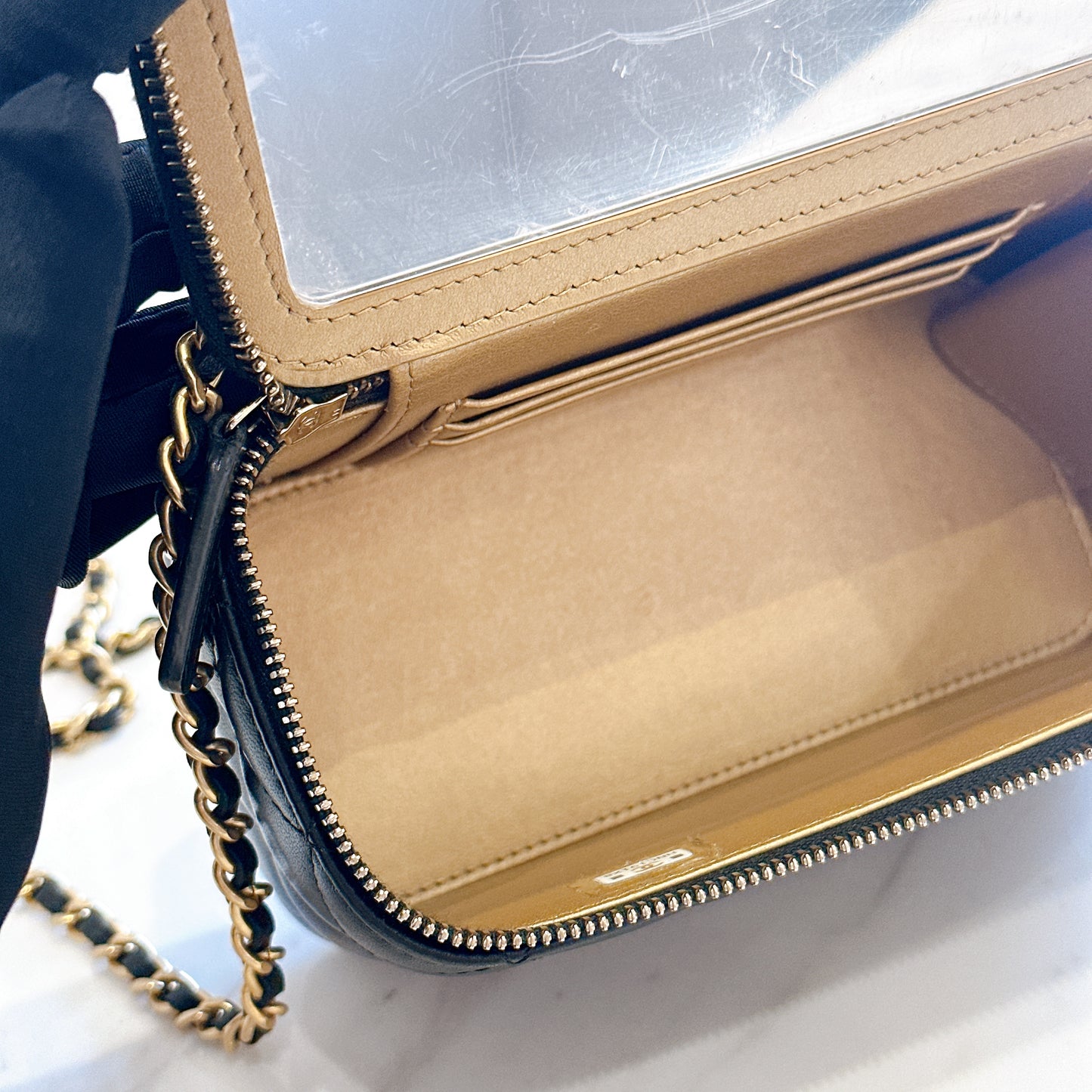 Chanel Vanity With Pearl Crush in Black Lambskin